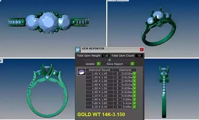  3 stones engagement ring