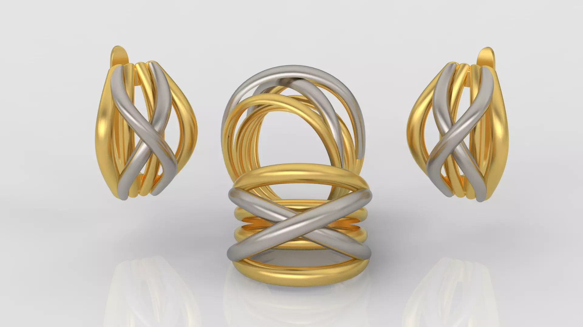 Ring and Earrings jewelry set 3d print model A40 3D print model_0