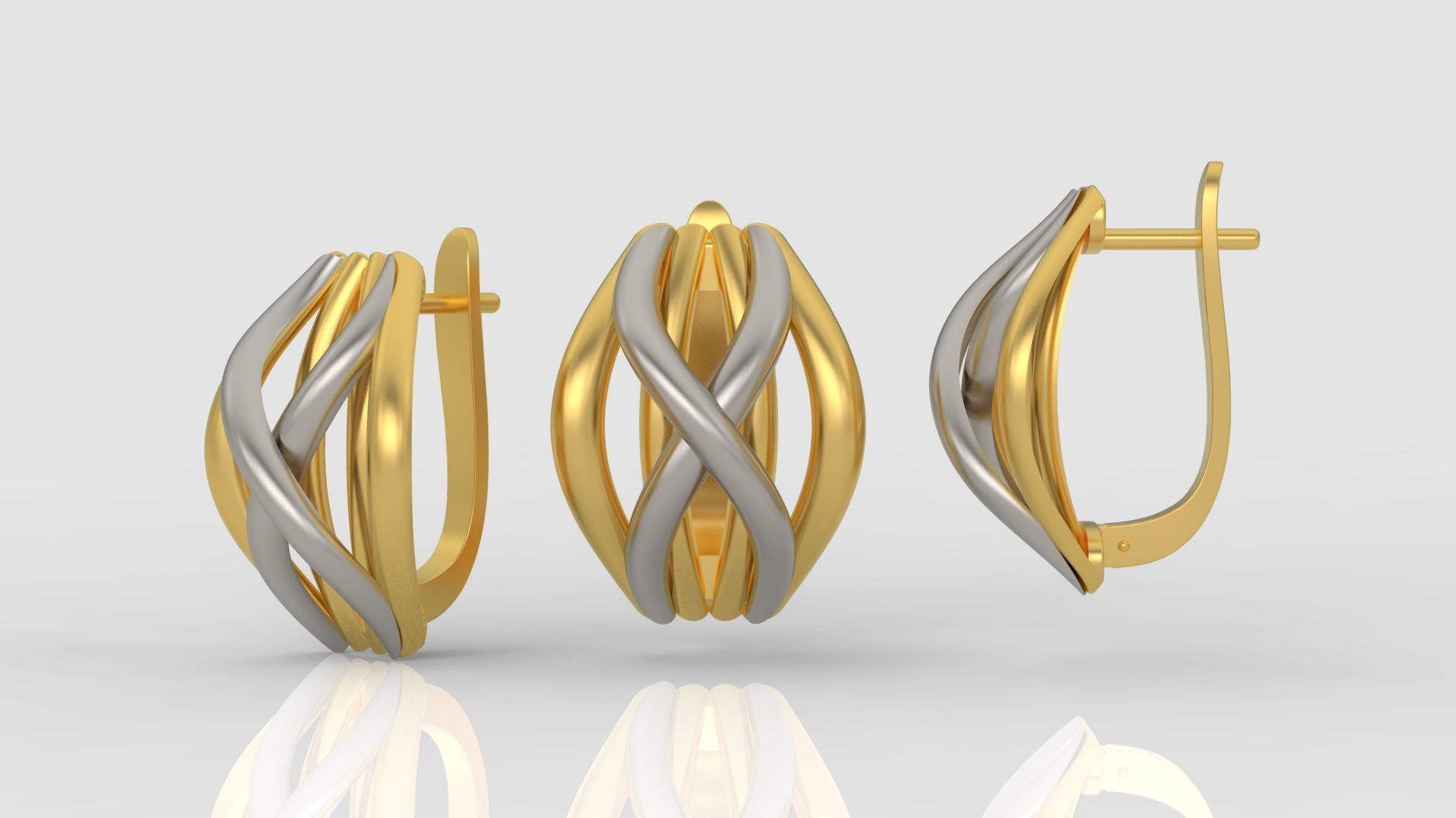 Ring and Earrings jewelry set 3d print model A40 3D print model_6