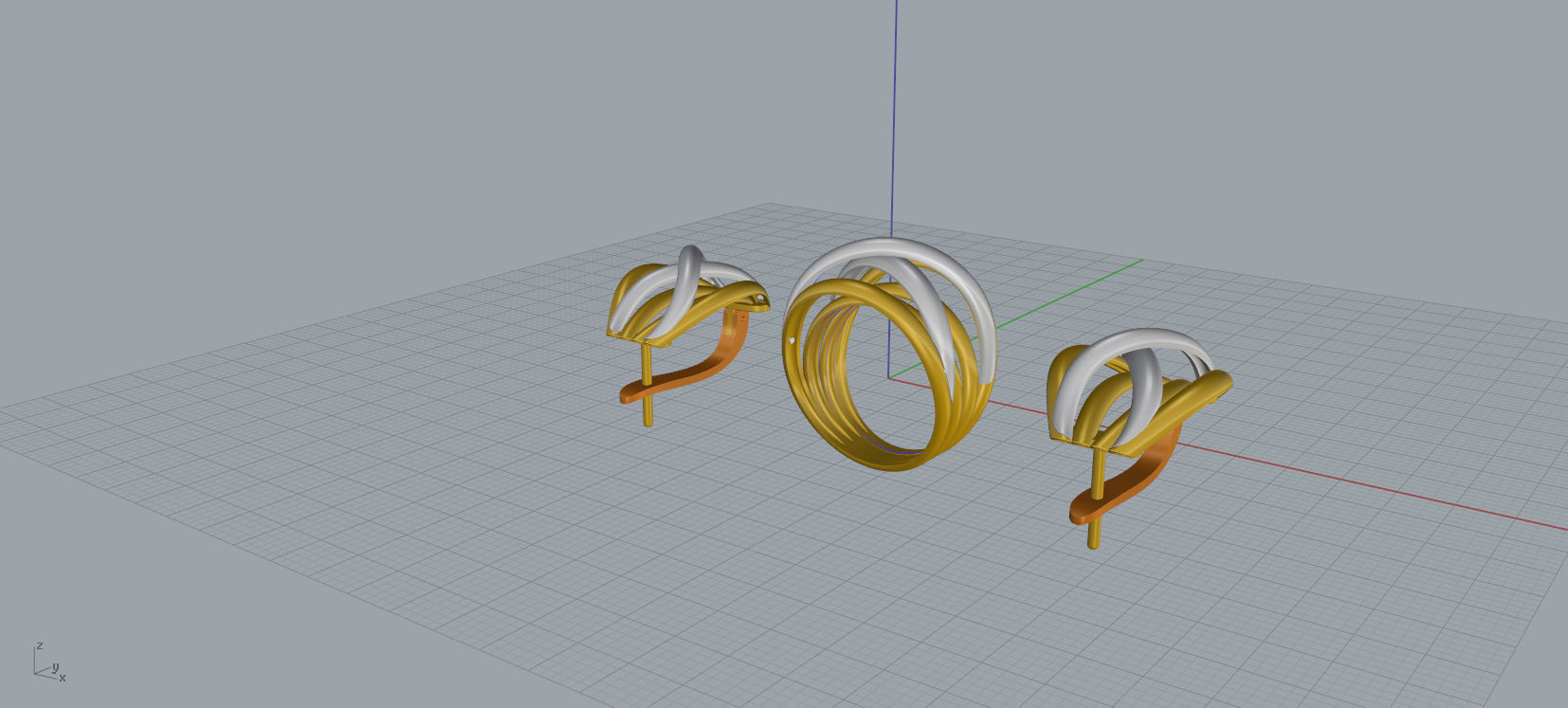 Ring and Earrings jewelry set 3d print model A40 3D print model_13