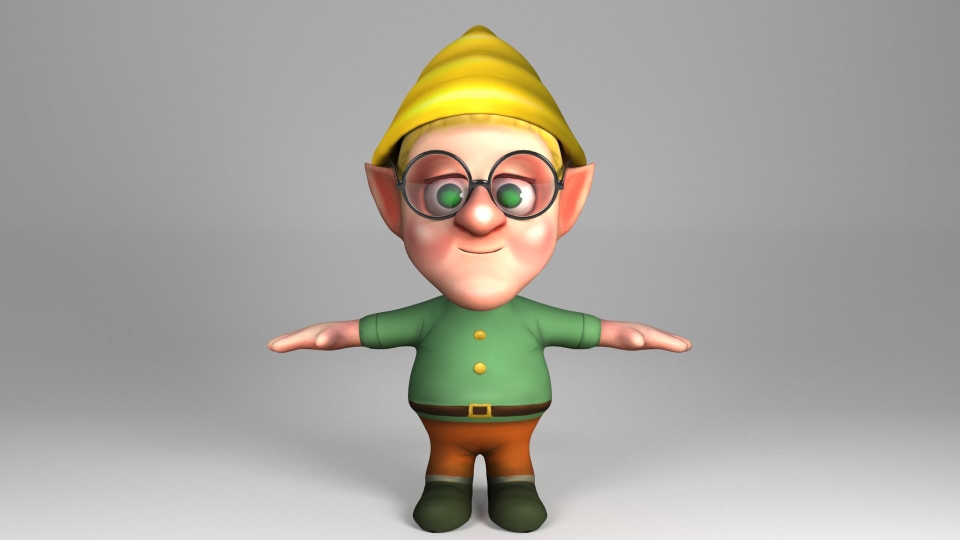 Dwarf with glasses Low-poly 3D model_2
