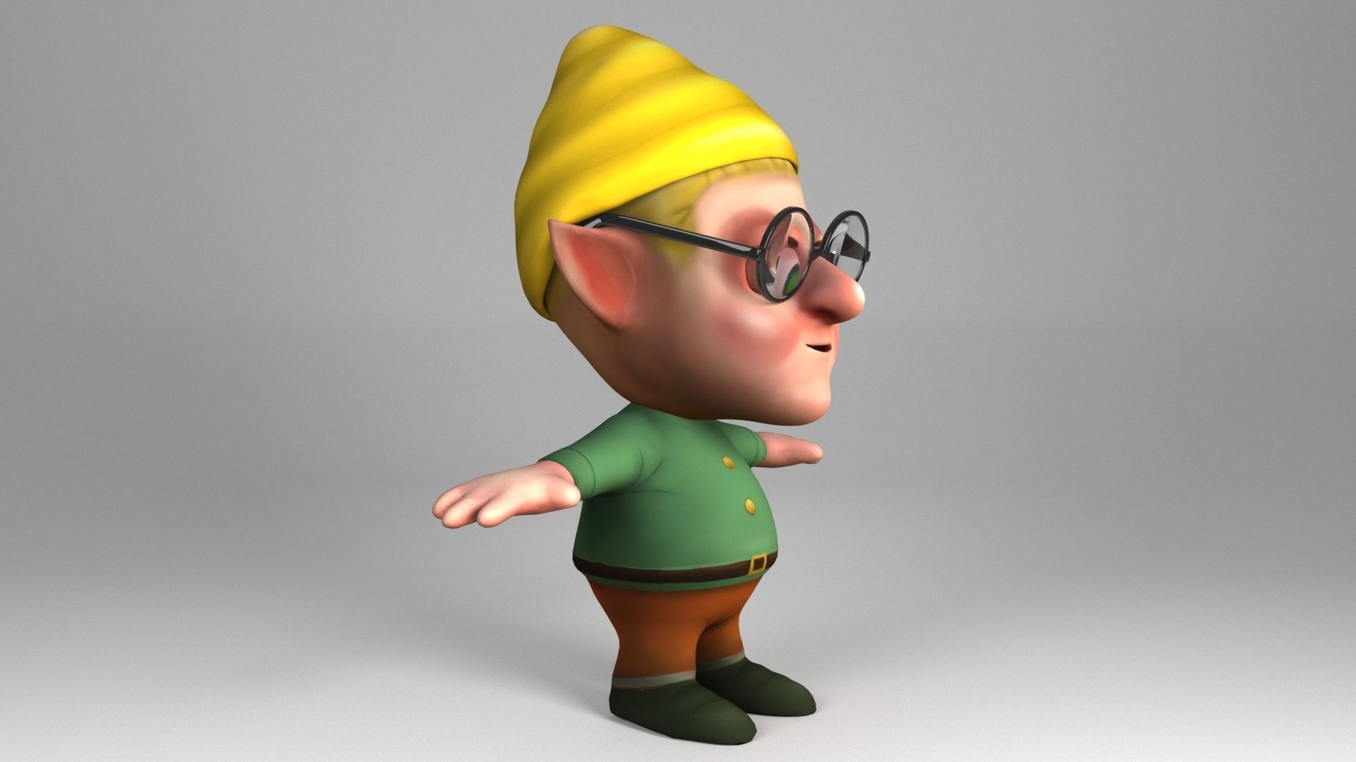 Dwarf with glasses Low-poly 3D model_3