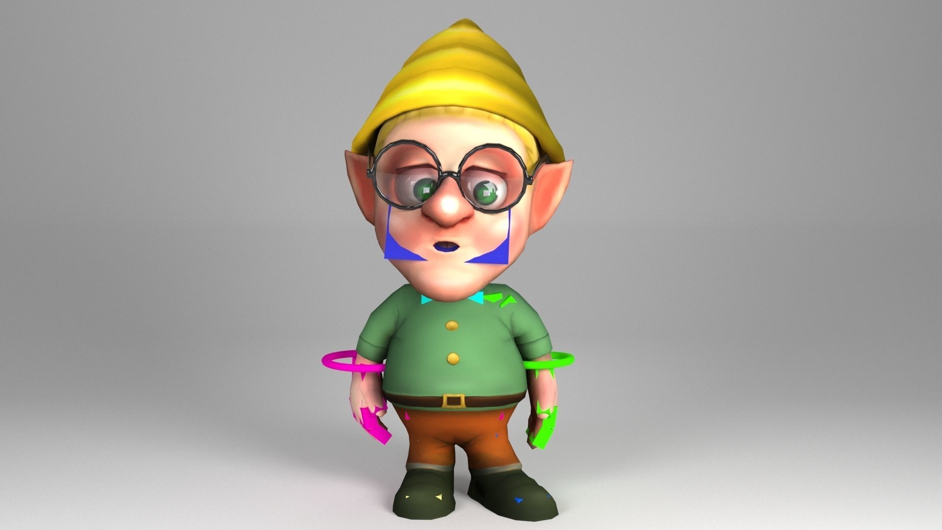 Dwarf with glasses Low-poly 3D model_1