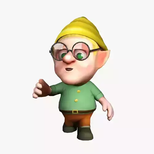 Dwarf with glasses Low-poly 3D model