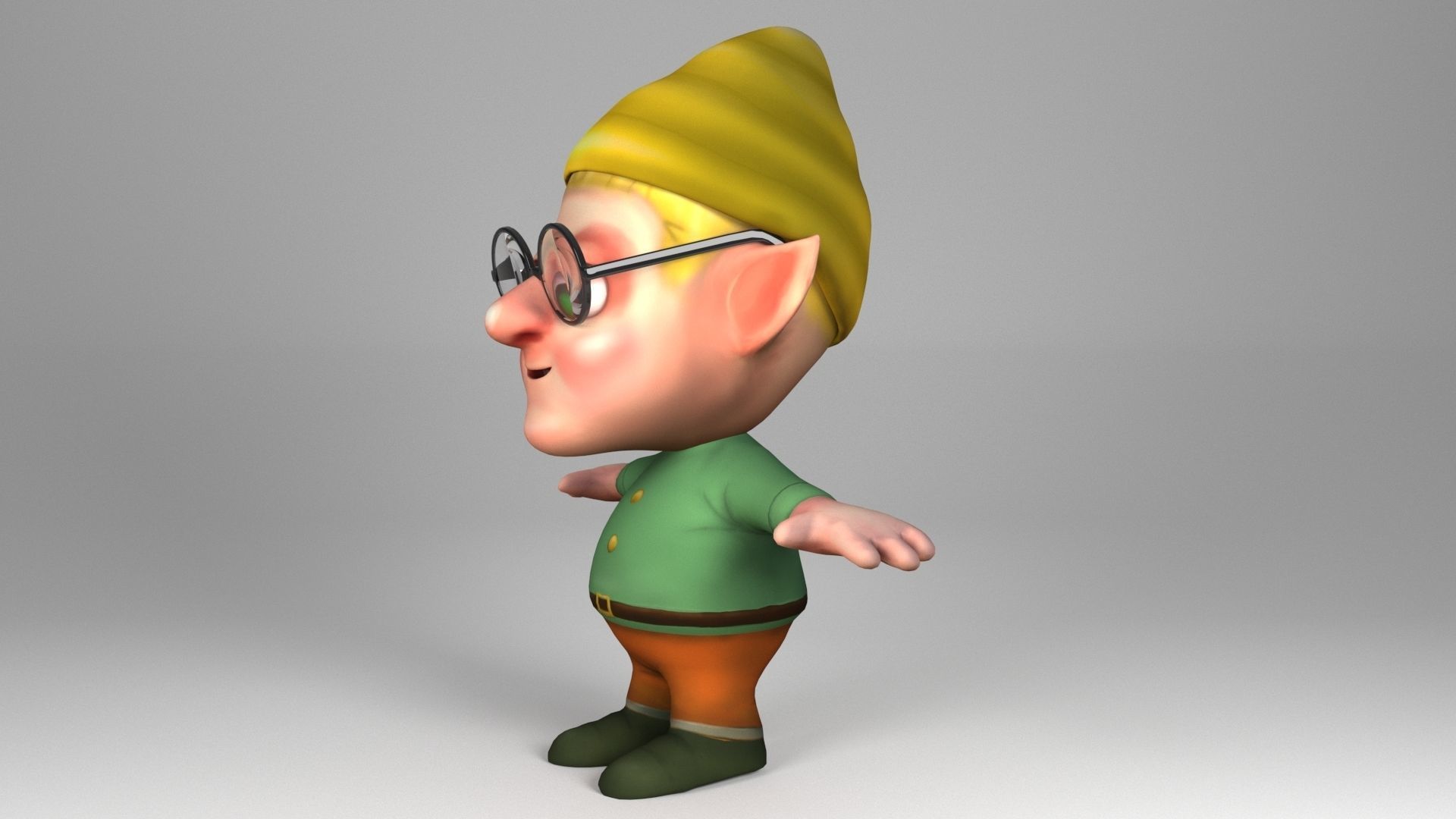 Dwarf with glasses Low-poly 3D model_7