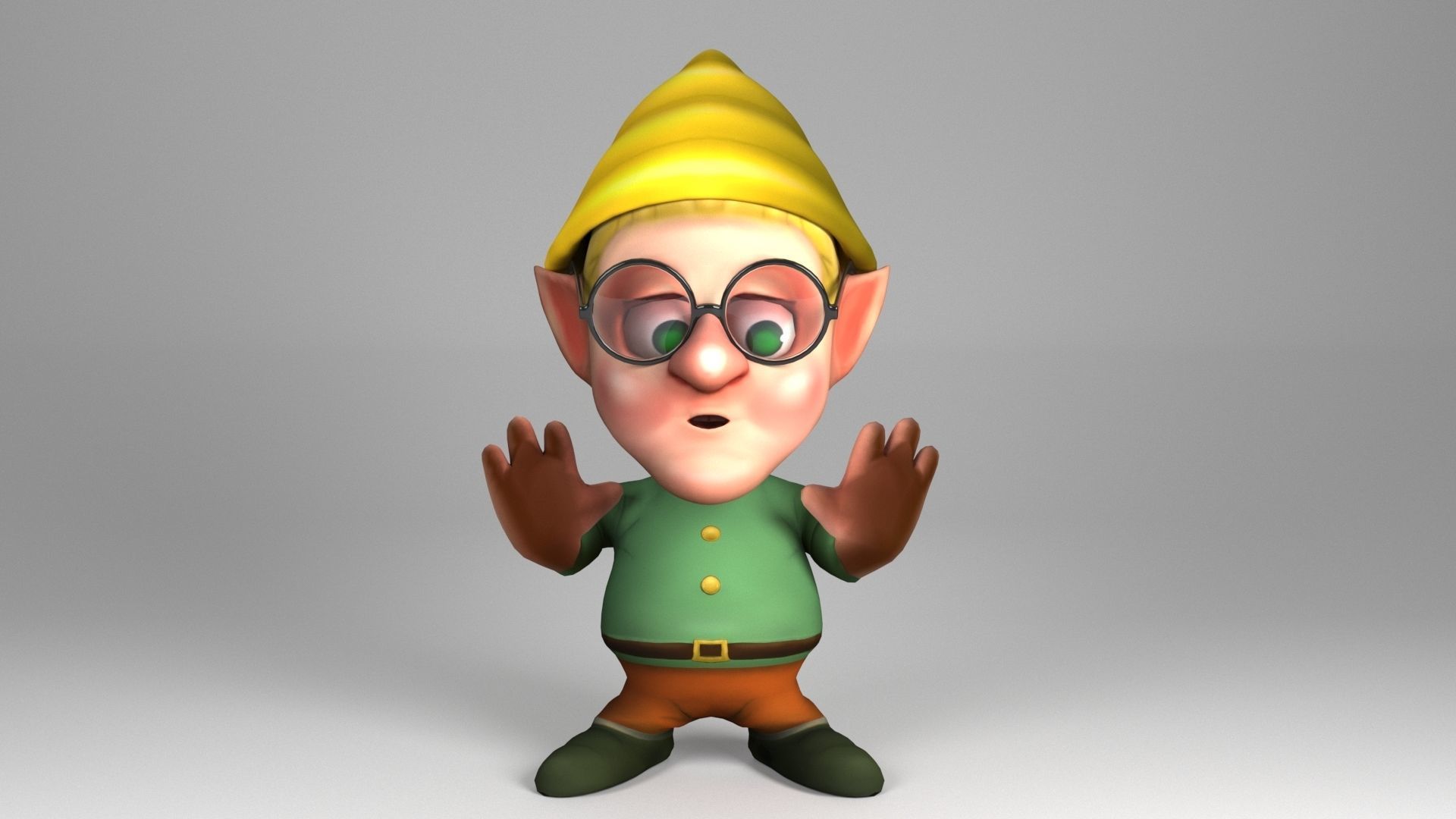 Dwarf with glasses Low-poly 3D model_9
