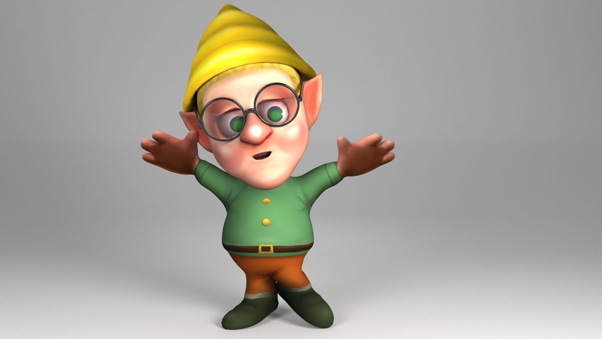 Dwarf with glasses Low-poly 3D model_10
