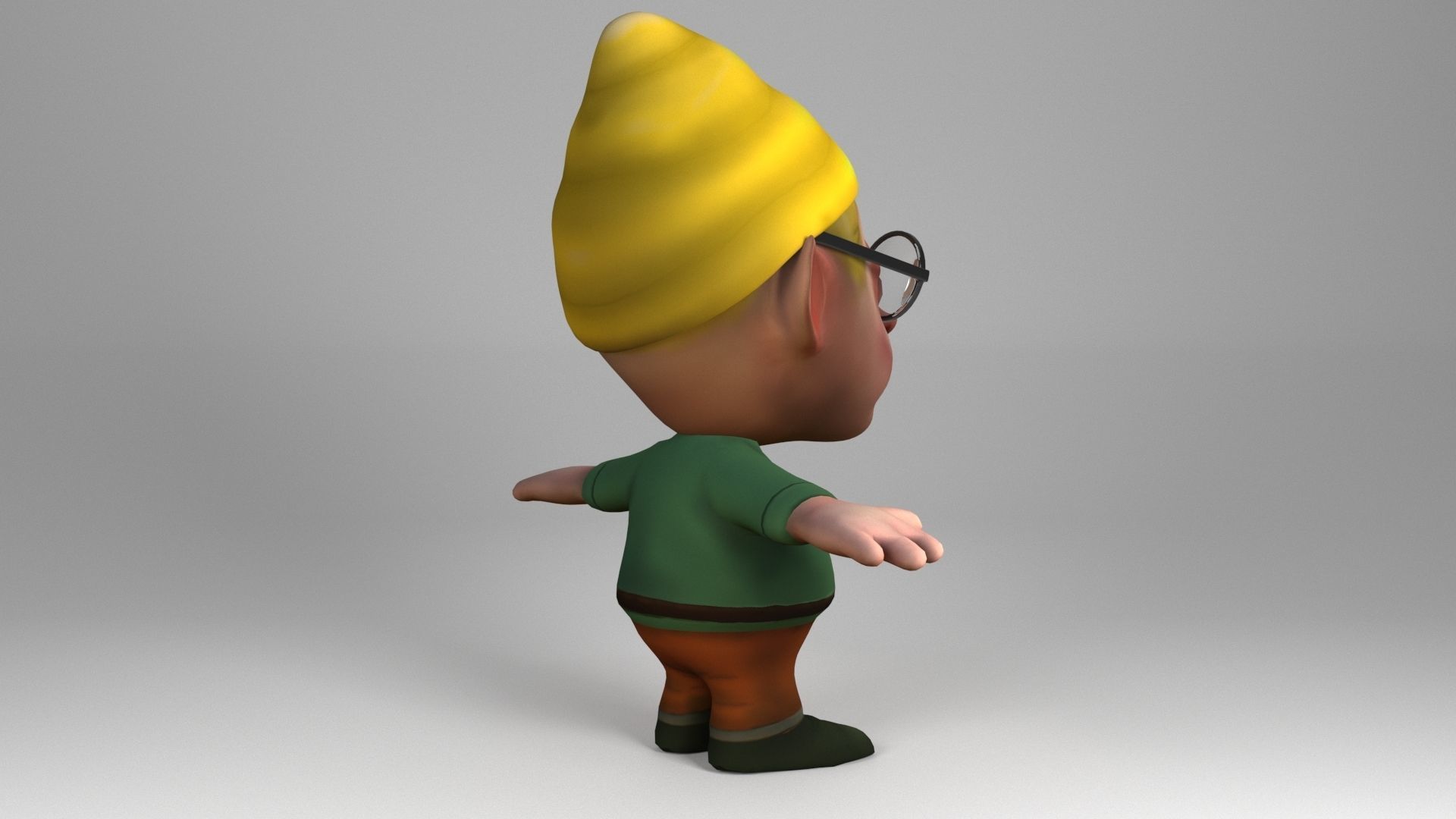 Dwarf with glasses Low-poly 3D model_4
