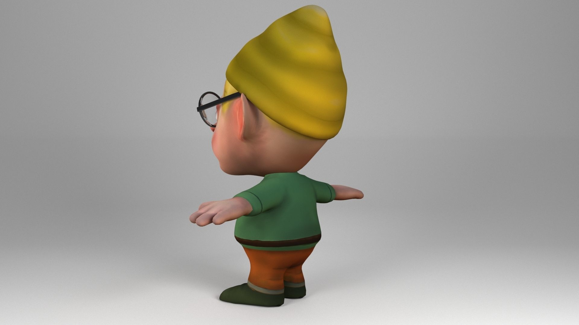 Dwarf with glasses Low-poly 3D model_6