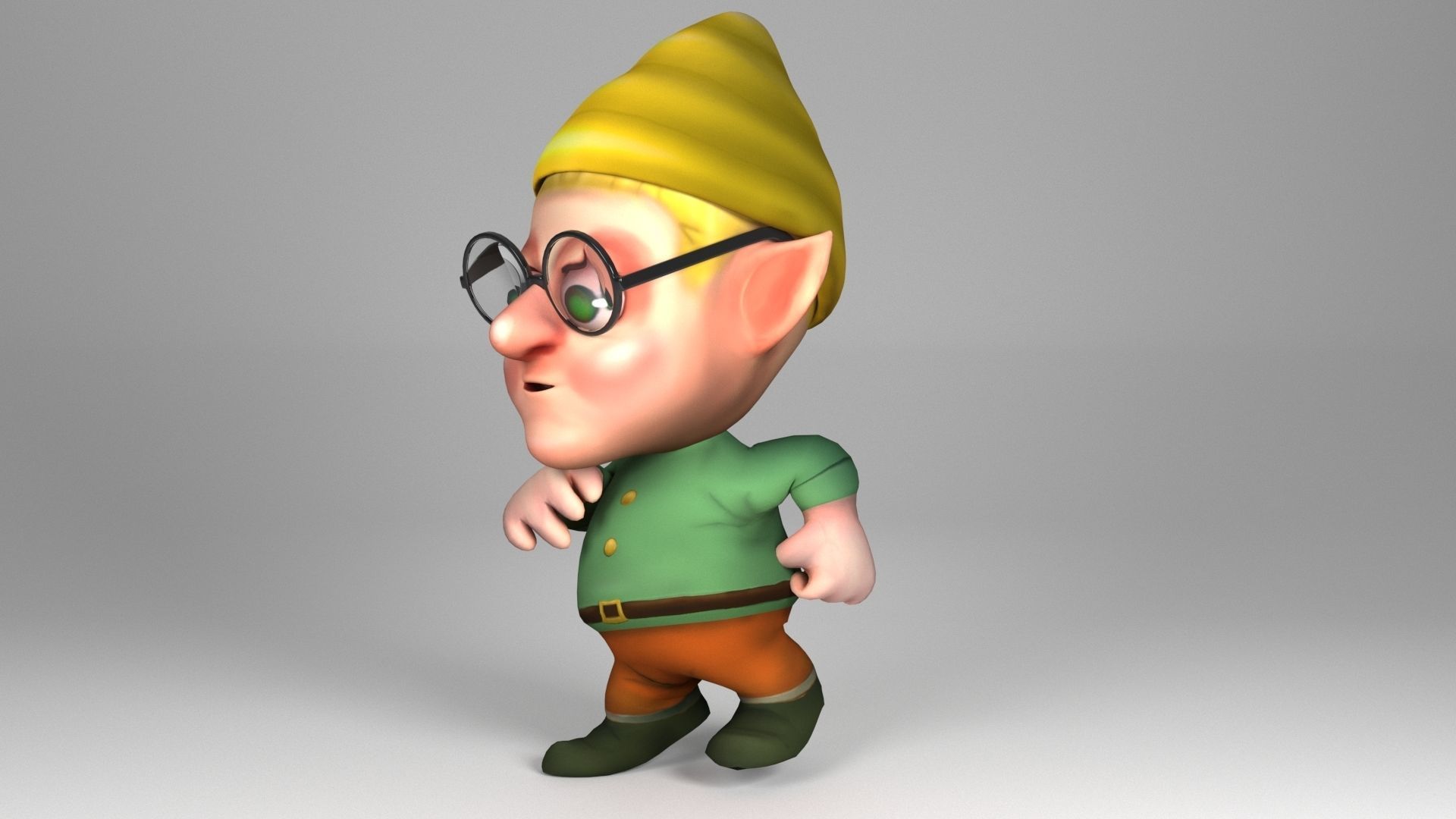 Dwarf with glasses Low-poly 3D model_12