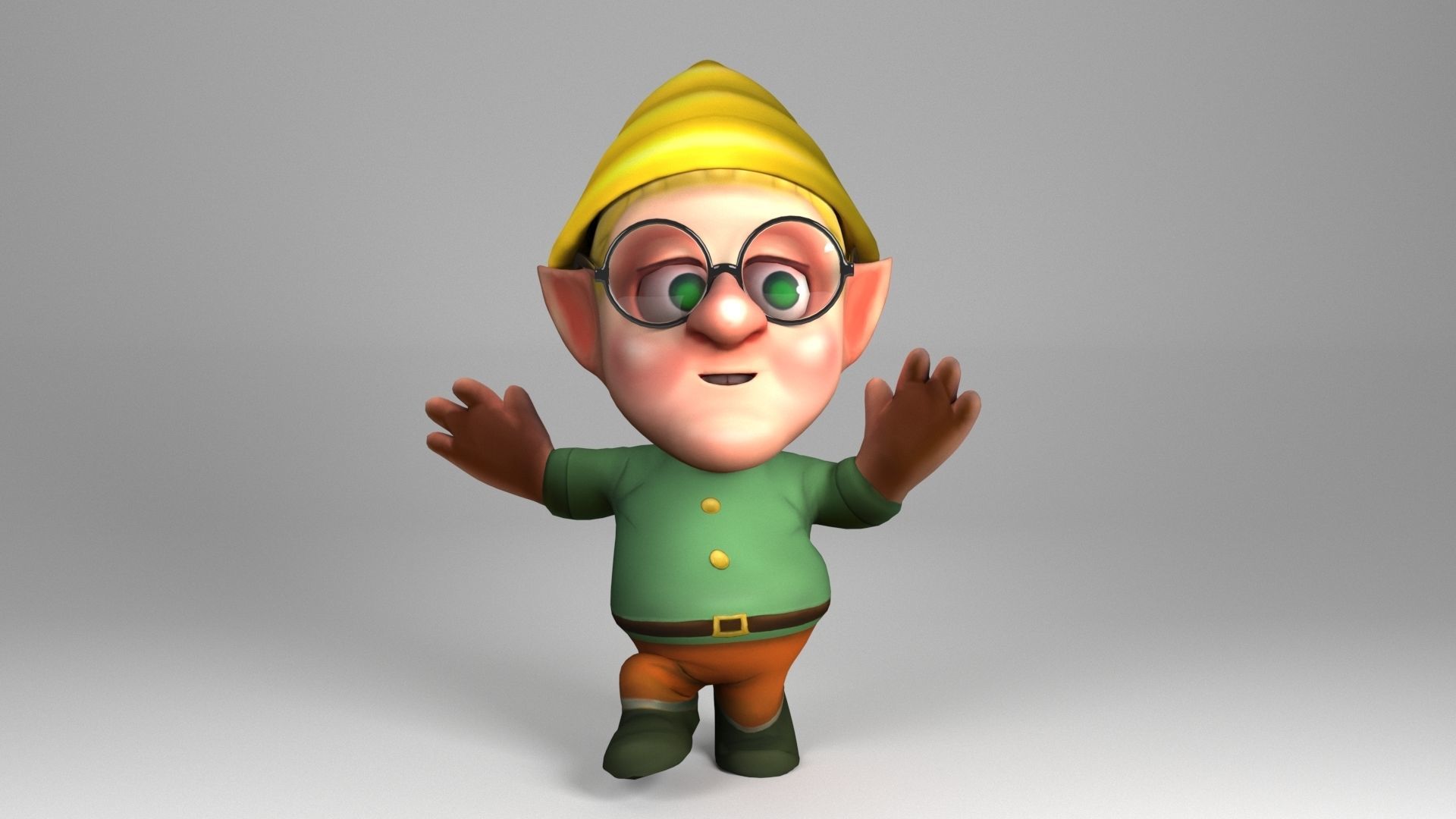 Dwarf with glasses Low-poly 3D model_13