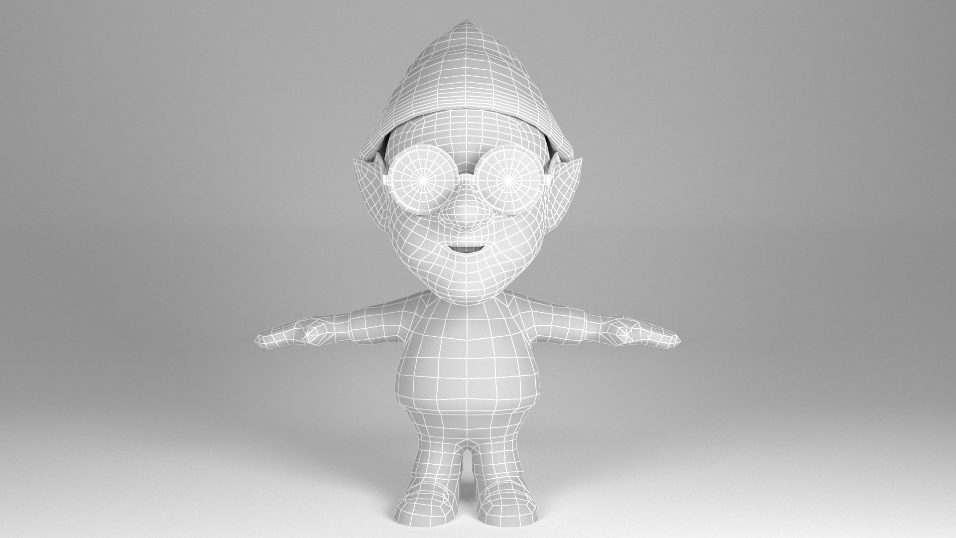 Dwarf with glasses Low-poly 3D model_14