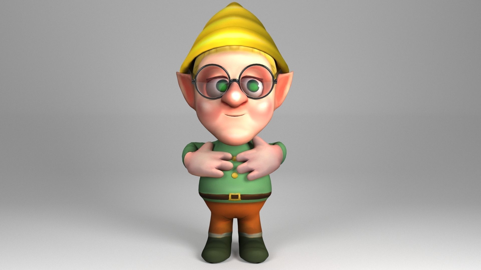 Dwarf with glasses Low-poly 3D model_11