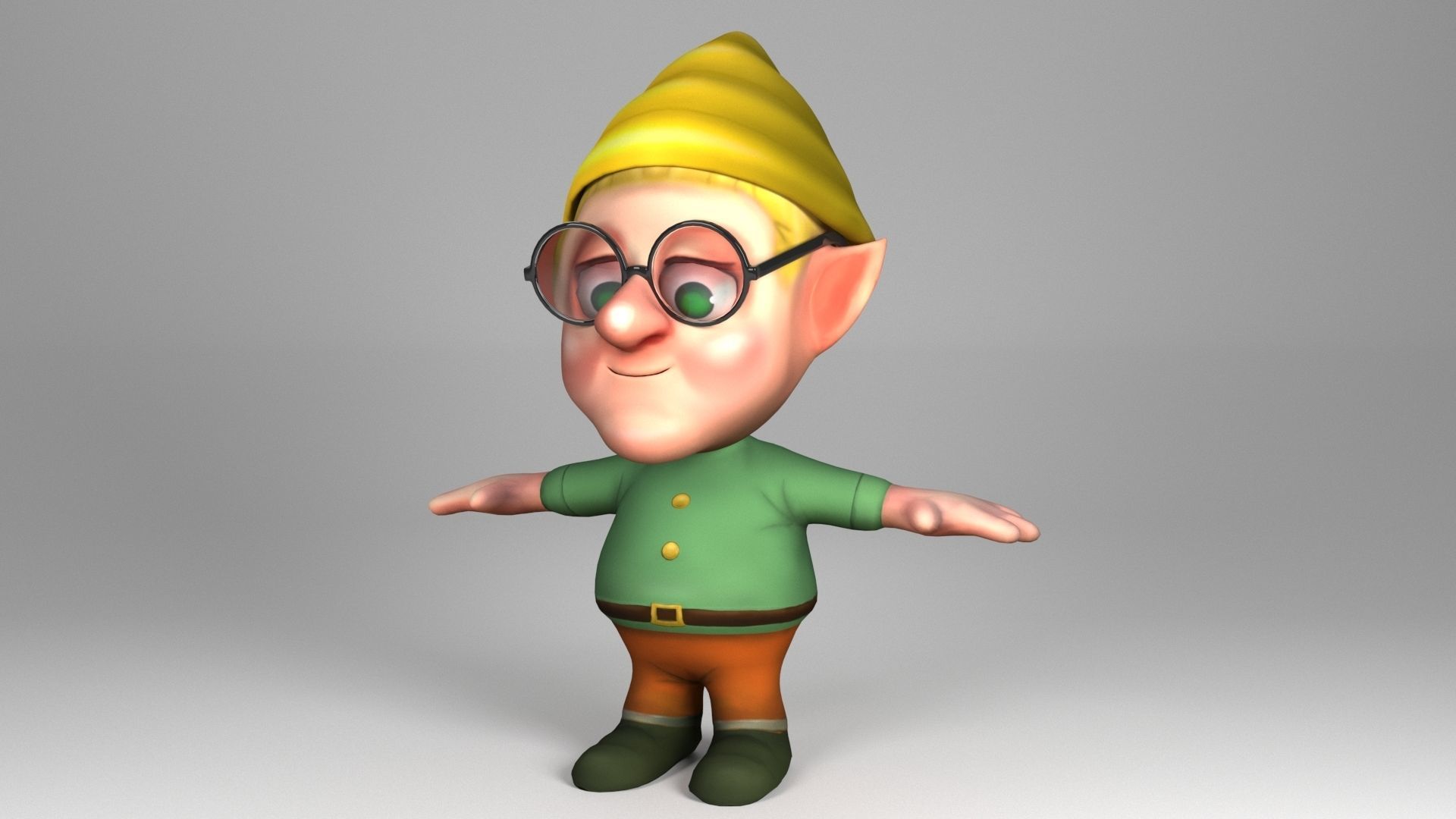 Dwarf with glasses Low-poly 3D model_8