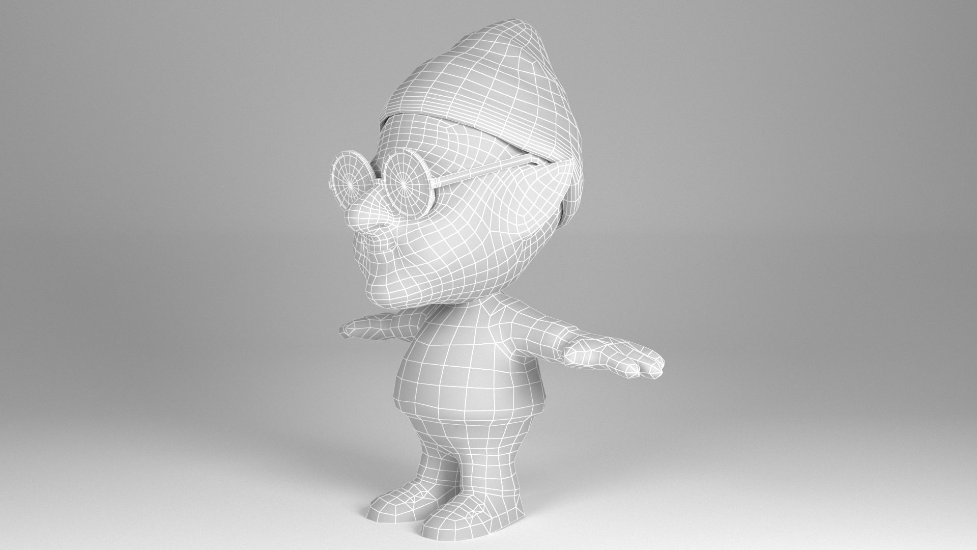 Dwarf with glasses Low-poly 3D model_15
