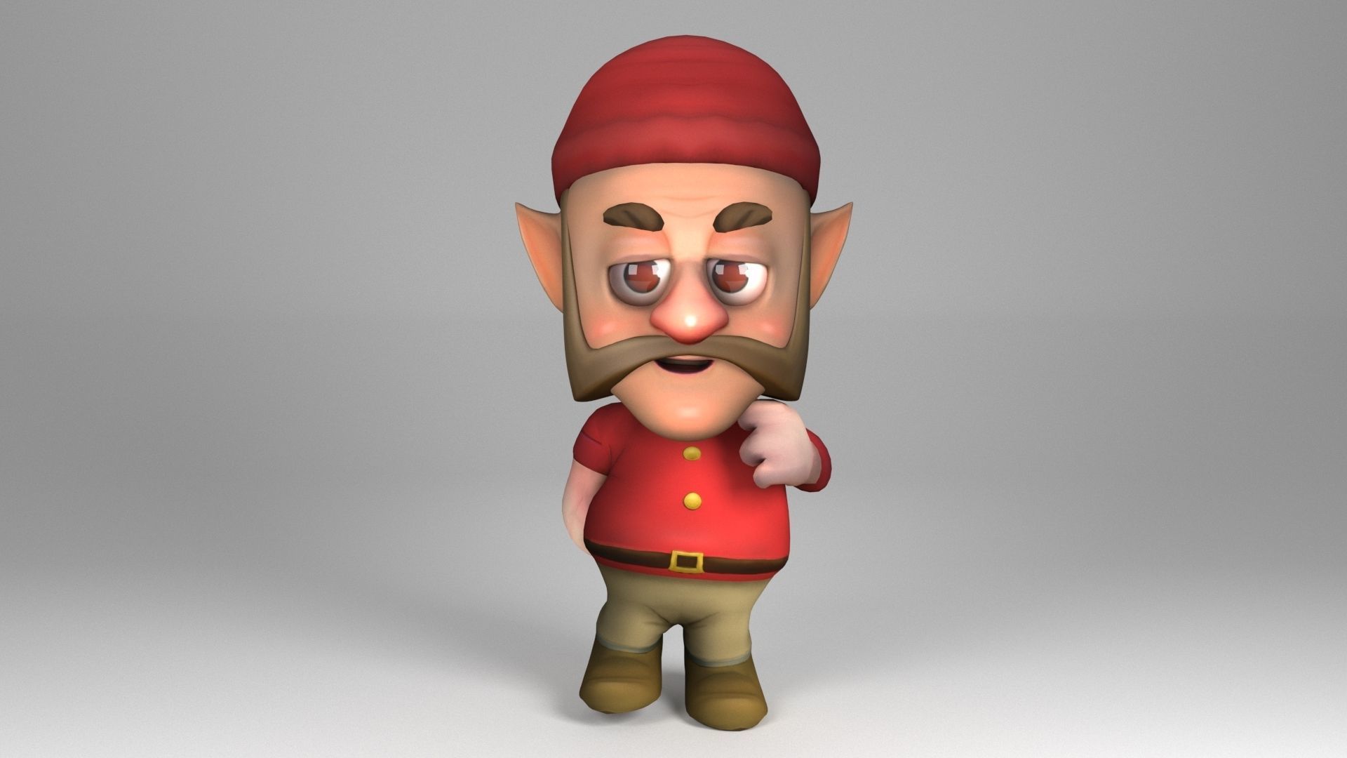 Mustachioed Dwarf Low-poly 3D model_4