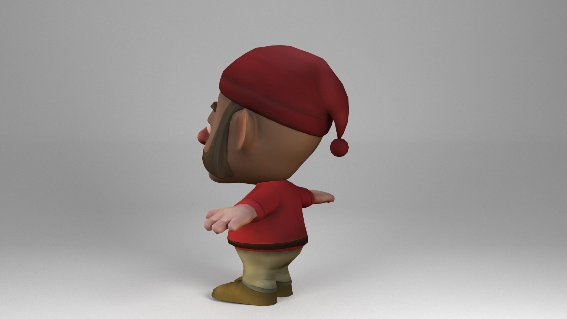 Mustachioed Dwarf Low-poly 3D model_8