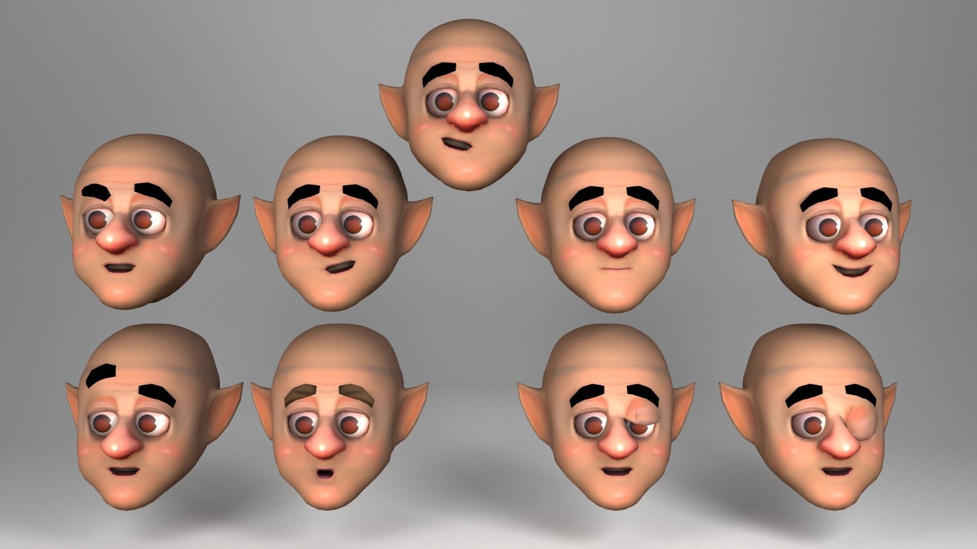 Mustachioed Dwarf Low-poly 3D model_11