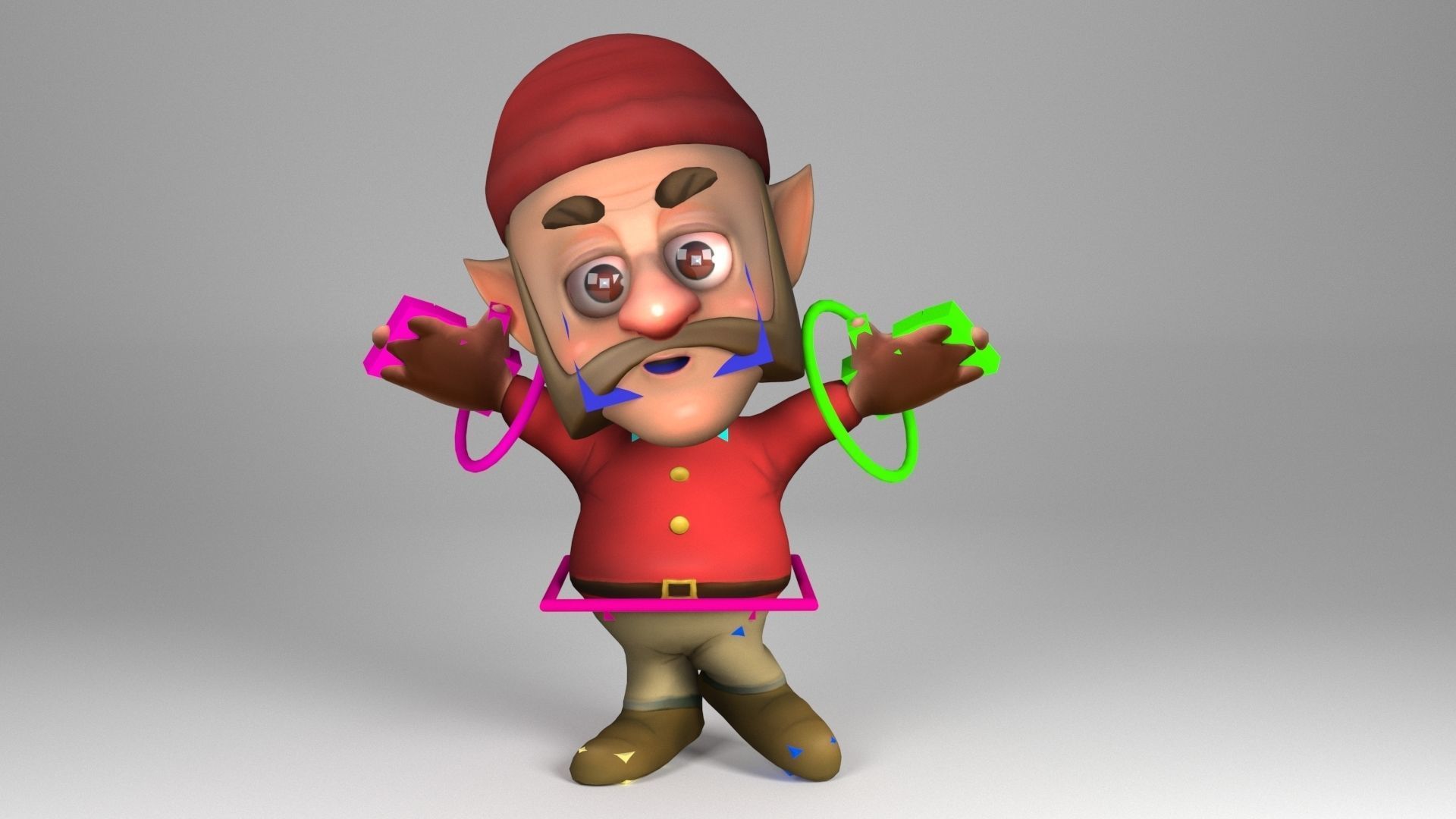Mustachioed Dwarf Low-poly 3D model_1