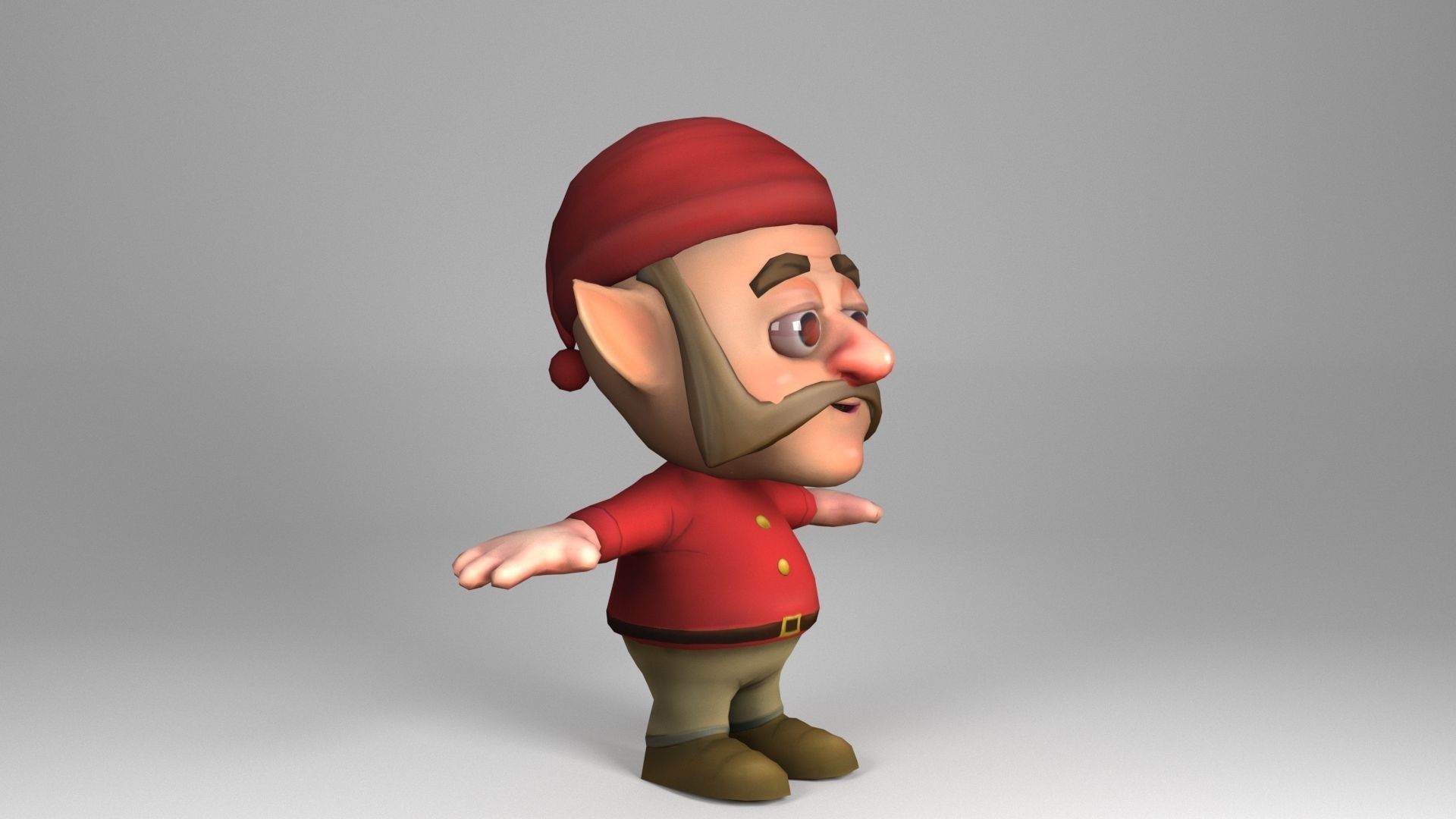 Mustachioed Dwarf Low-poly 3D model_6