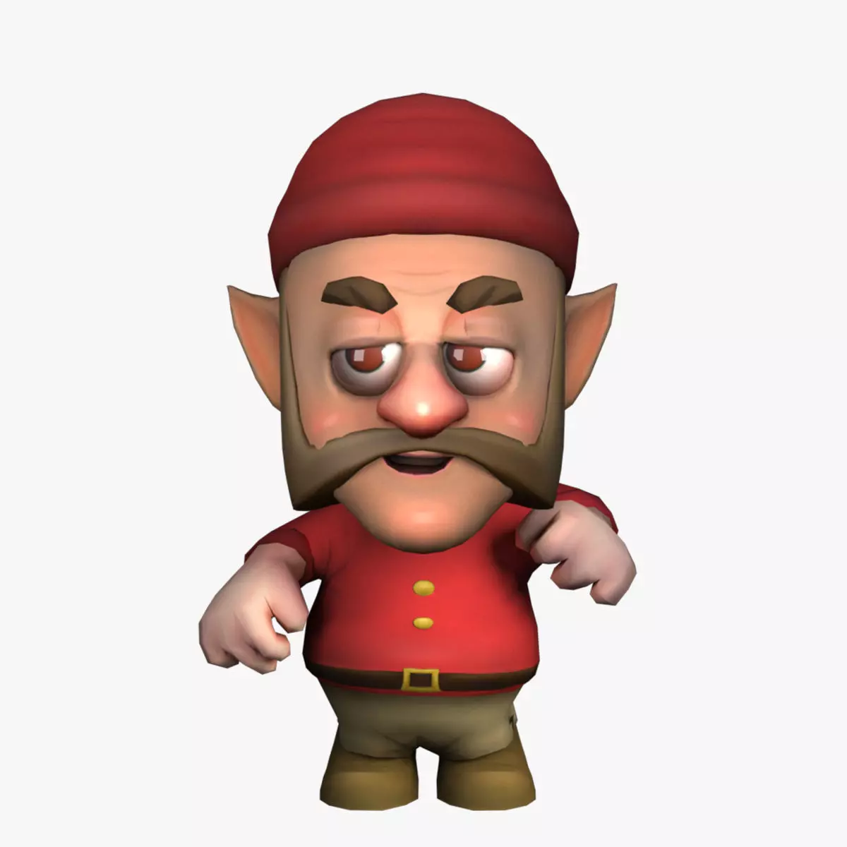 Mustachioed Dwarf Low-poly 3D model_0