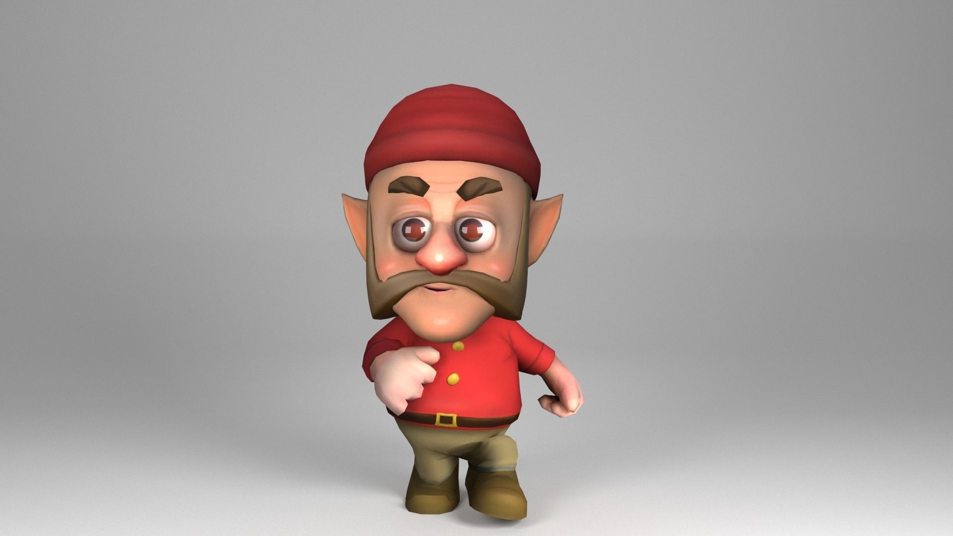 Mustachioed Dwarf Low-poly 3D model_3