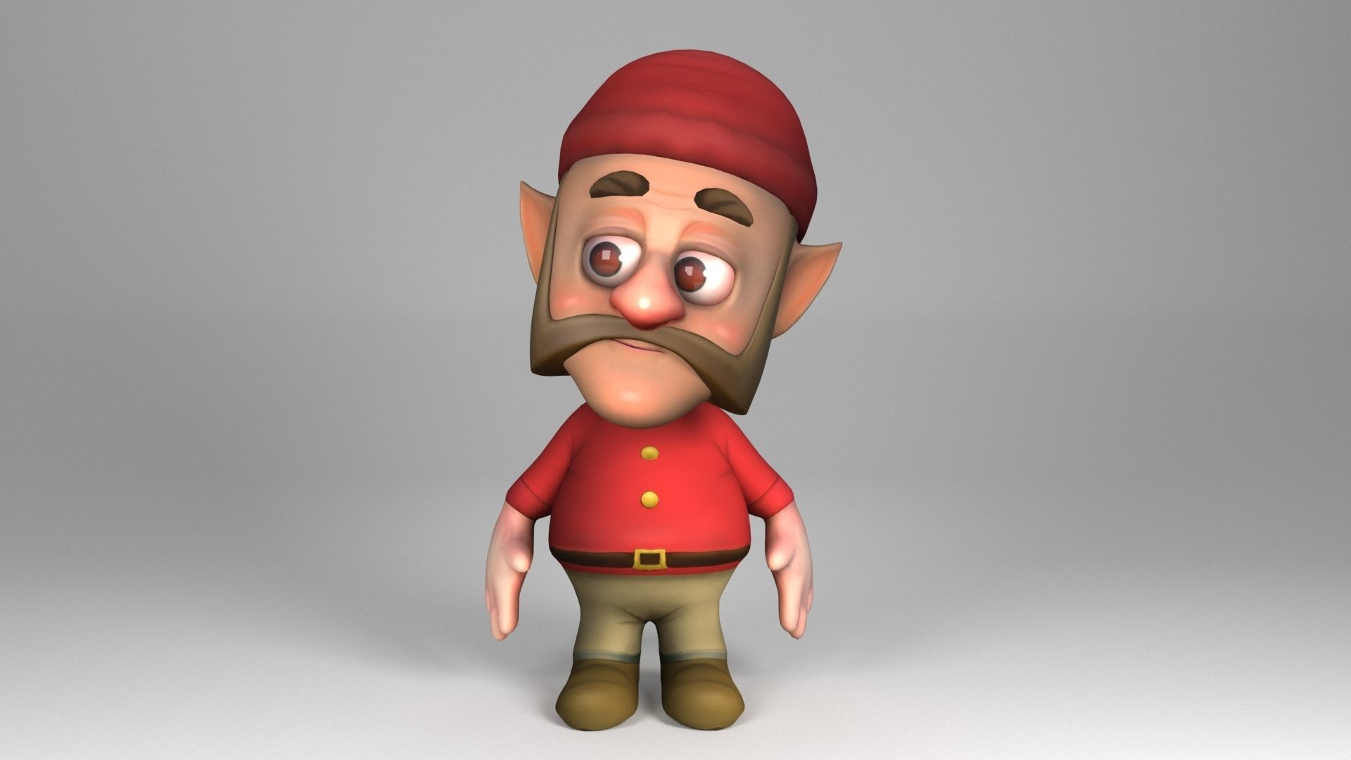Mustachioed Dwarf Low-poly 3D model_2