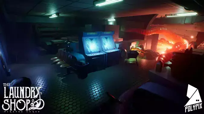 Stylized Laundry Shop Low-poly 3D model
