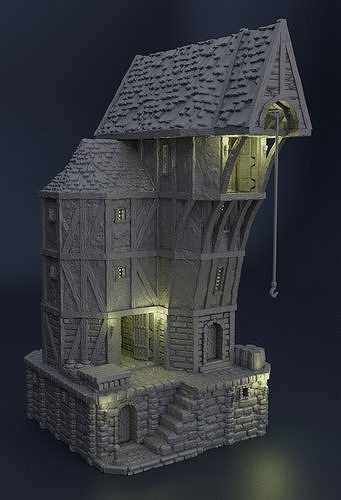 Medieval Seaside Warehouse Tabletop Terrain 28 MM 3D print model