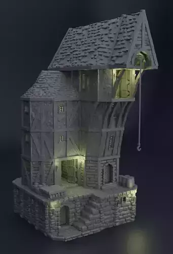 Medieval Seaside Warehouse Tabletop Terrain 28 MM