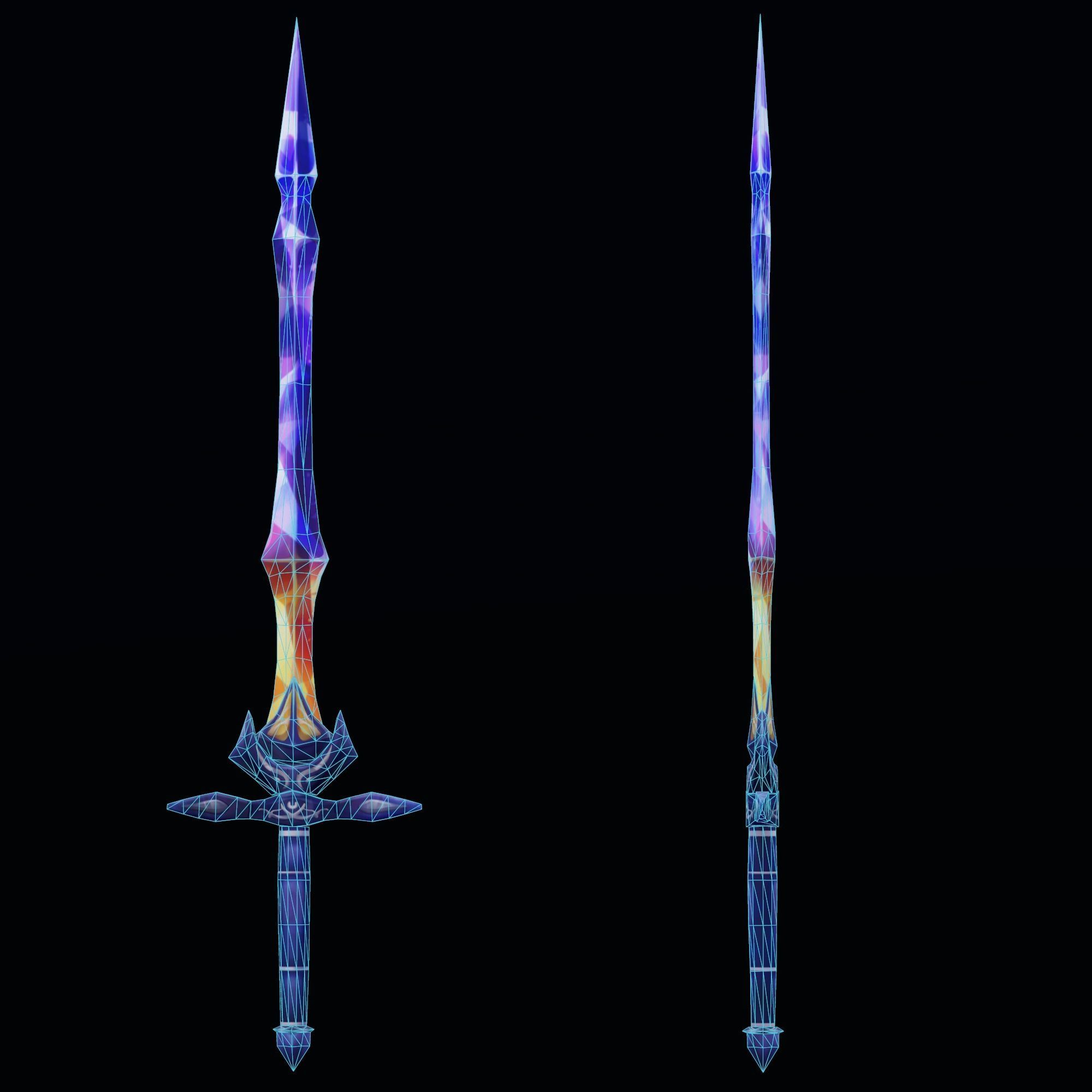 Handpainted Fantasy Stardust Sword Low-poly Low-poly 3D model_4
