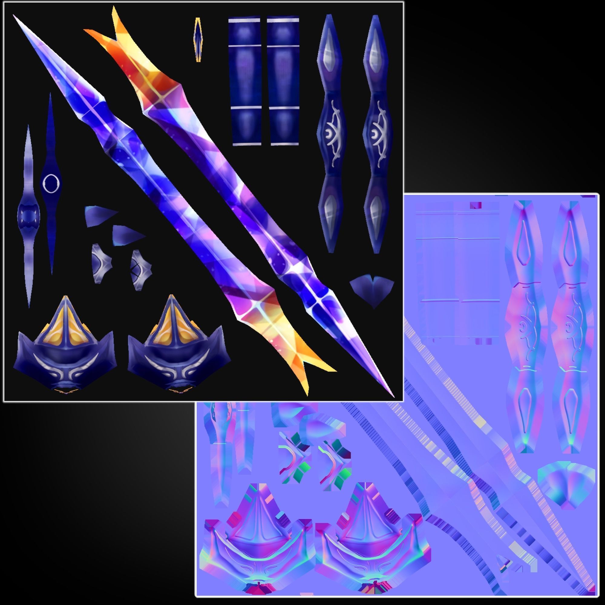 Handpainted Fantasy Stardust Sword Low-poly Low-poly 3D model_7