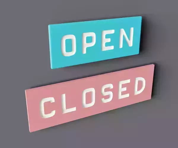 Signboard Open and Closed Low-poly 3D model