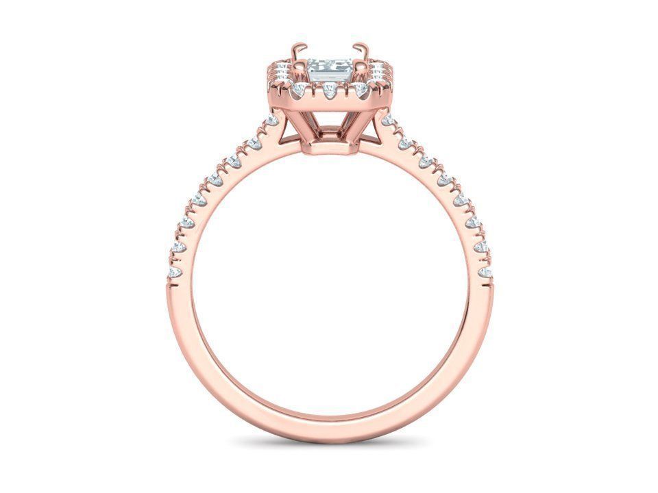 Classic Engagement Halo Ring 6x4 Emerald Cut stone 3dprint ring 3D print model_11
