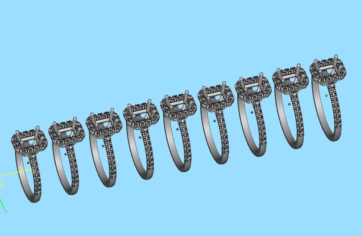 Classic Engagement Halo Ring 6x4 Emerald Cut stone 3dprint ring 3D print model_30