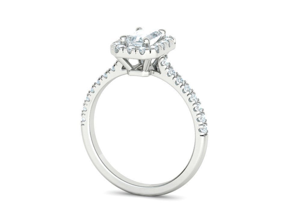 Classic Engagement Halo Ring 6x4 Emerald Cut stone 3dprint ring 3D print model_20