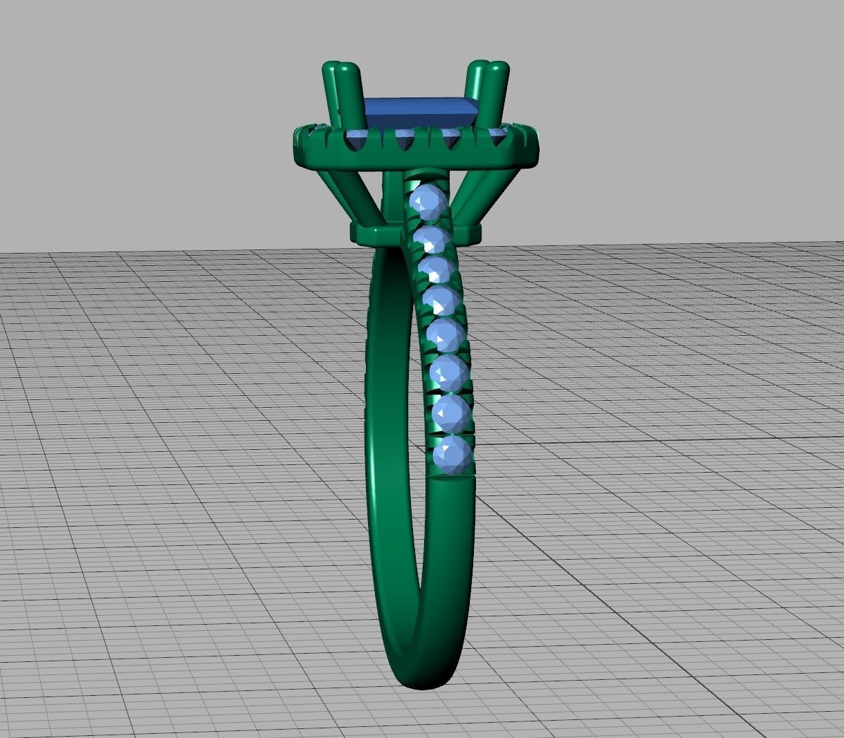 Classic Engagement Halo Ring 6x4 Emerald Cut stone 3dprint ring 3D print model_35