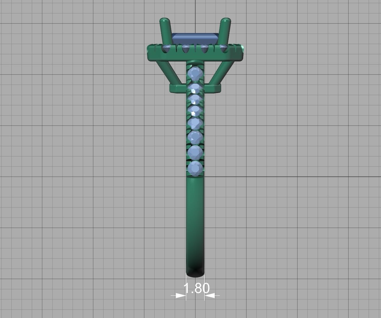 Classic Engagement Halo Ring 6x4 Emerald Cut stone 3dprint ring 3D print model_32