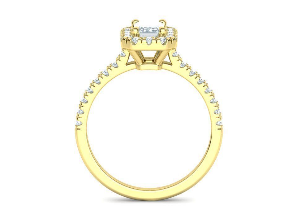 Classic Engagement Halo Ring 6x4 Emerald Cut stone 3dprint ring 3D print model_16