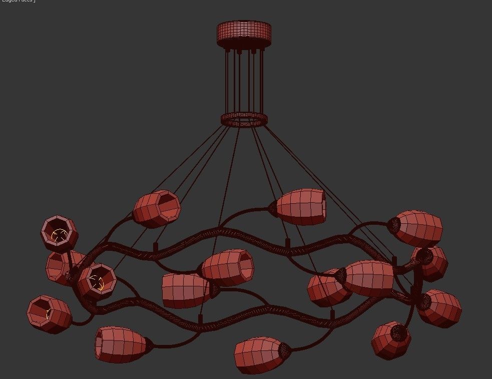 ADRIANNA gold chandelier with clear crystals 3D model_2