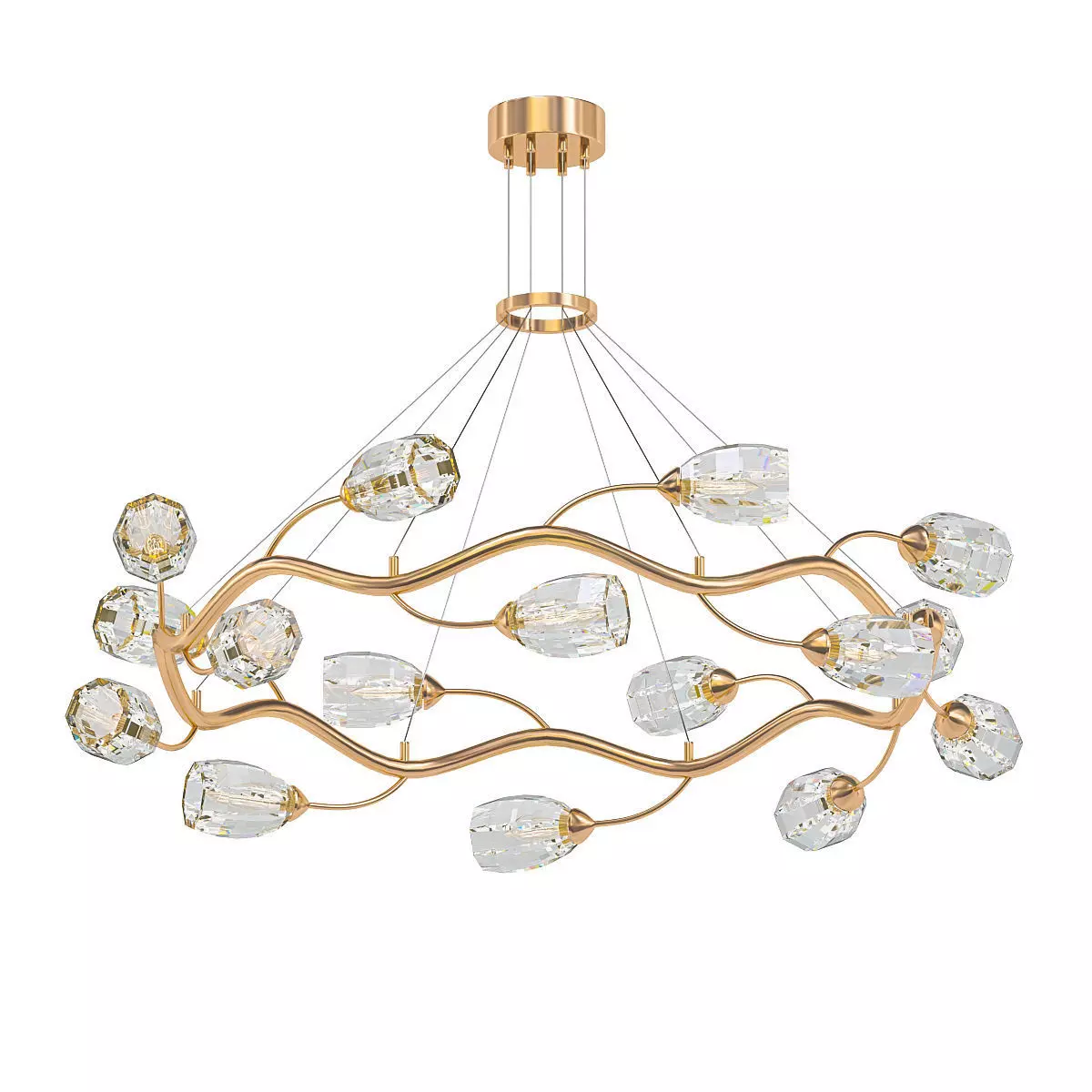 ADRIANNA gold chandelier with clear crystals 3D model_0