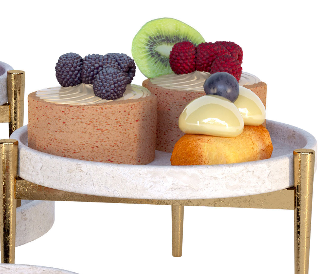 Tray with desserts 3 3D model_3