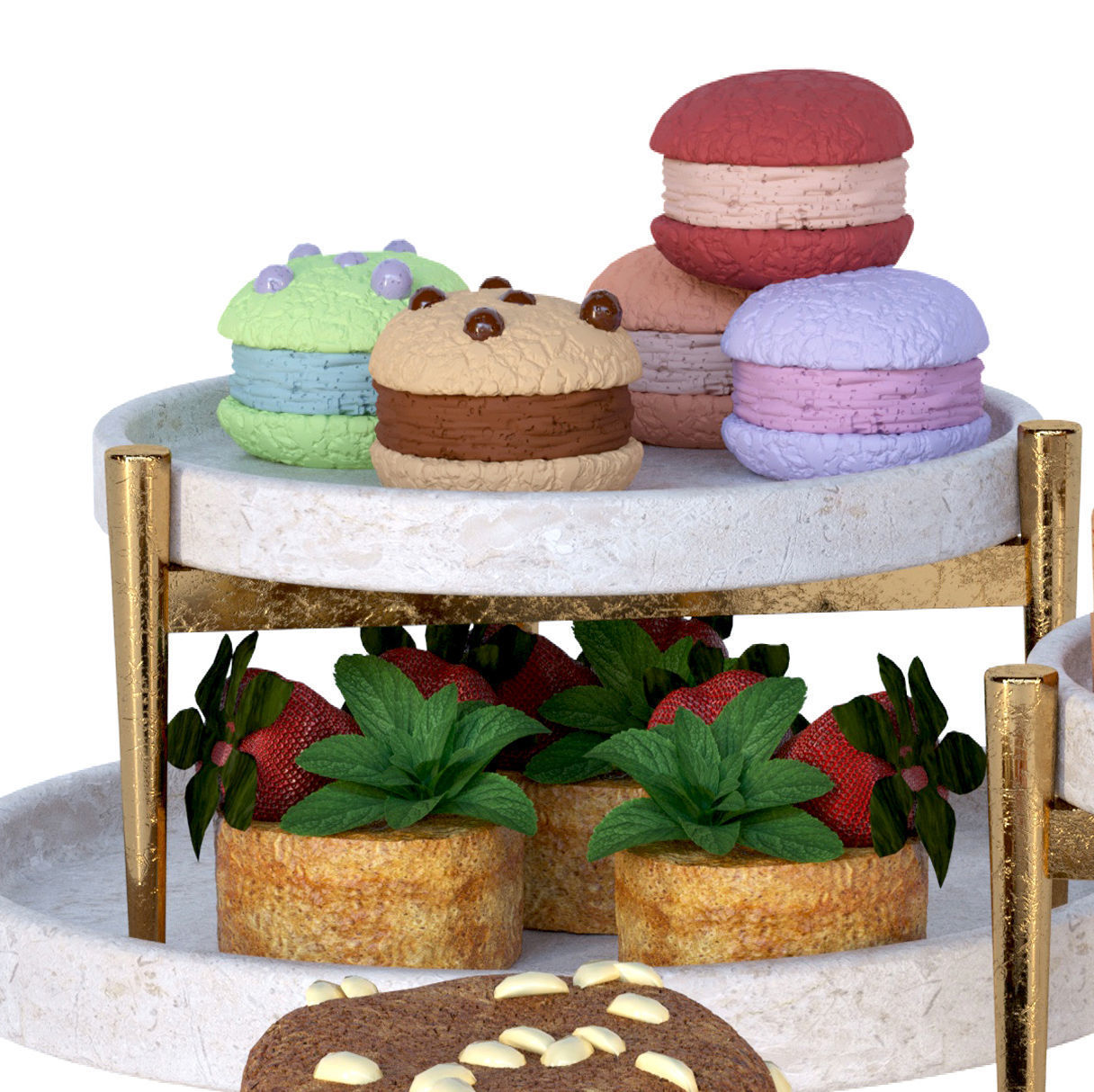 Tray with desserts 3 3D model_2