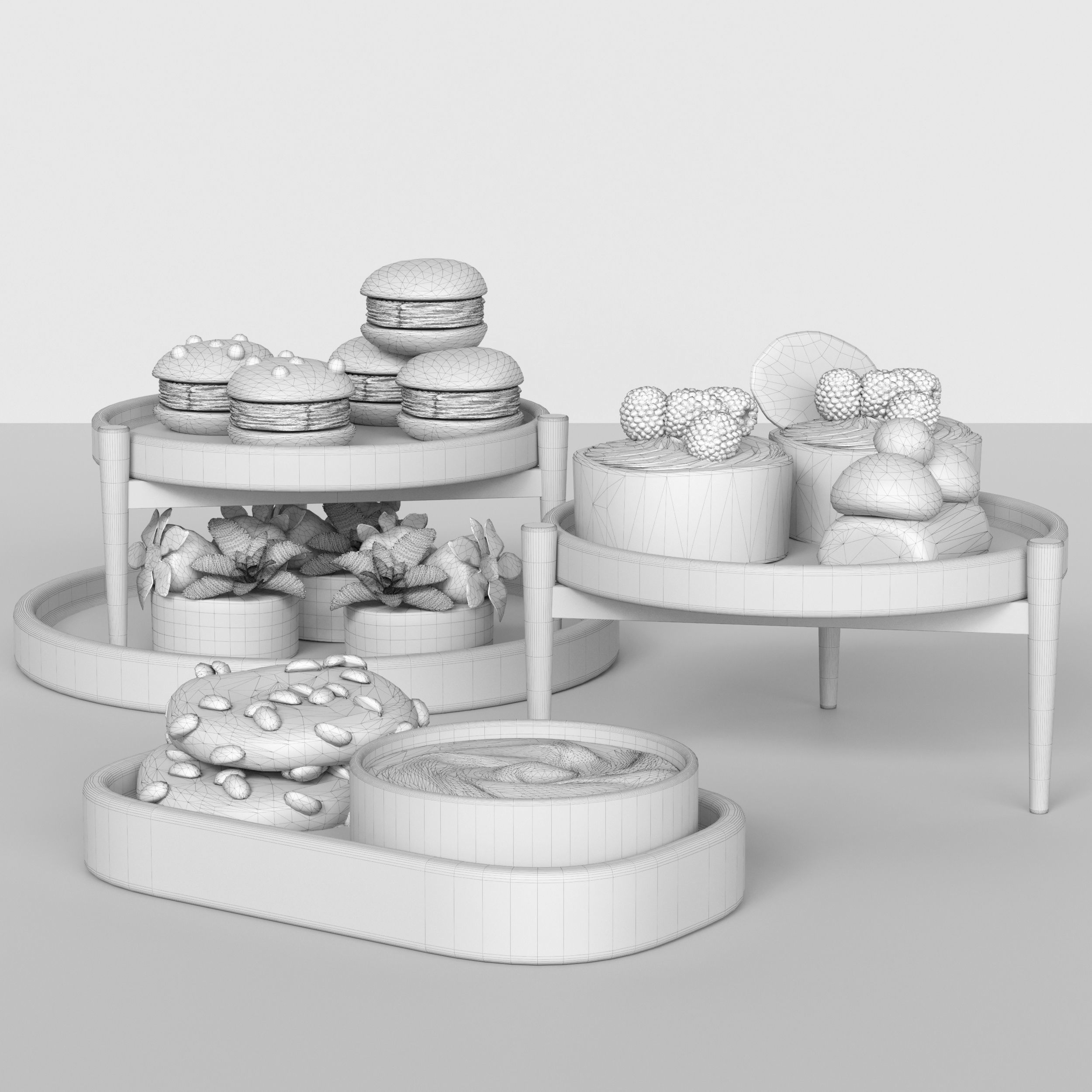 Tray with desserts 3 3D model_1
