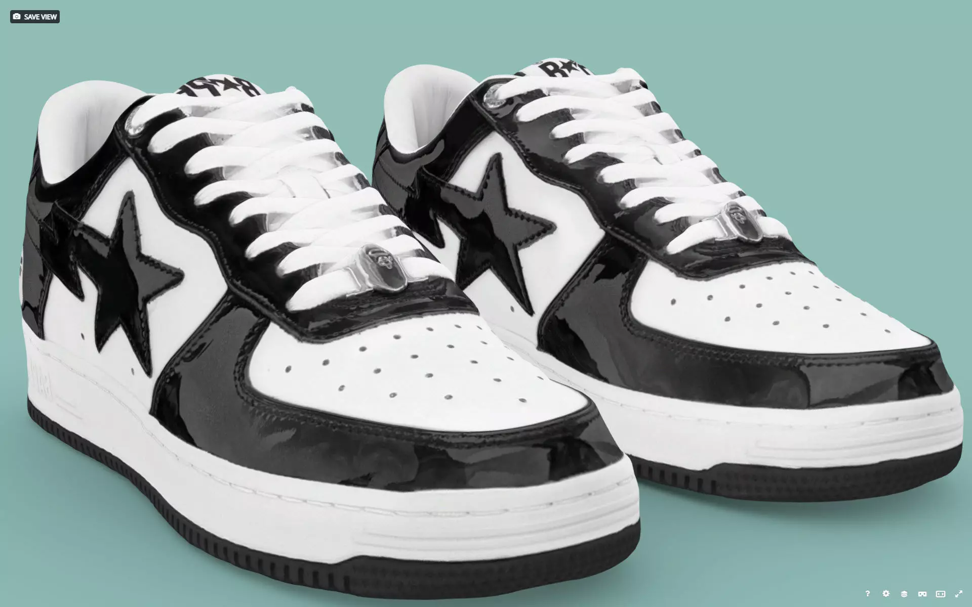 bape sta sneaker black and white 3D model