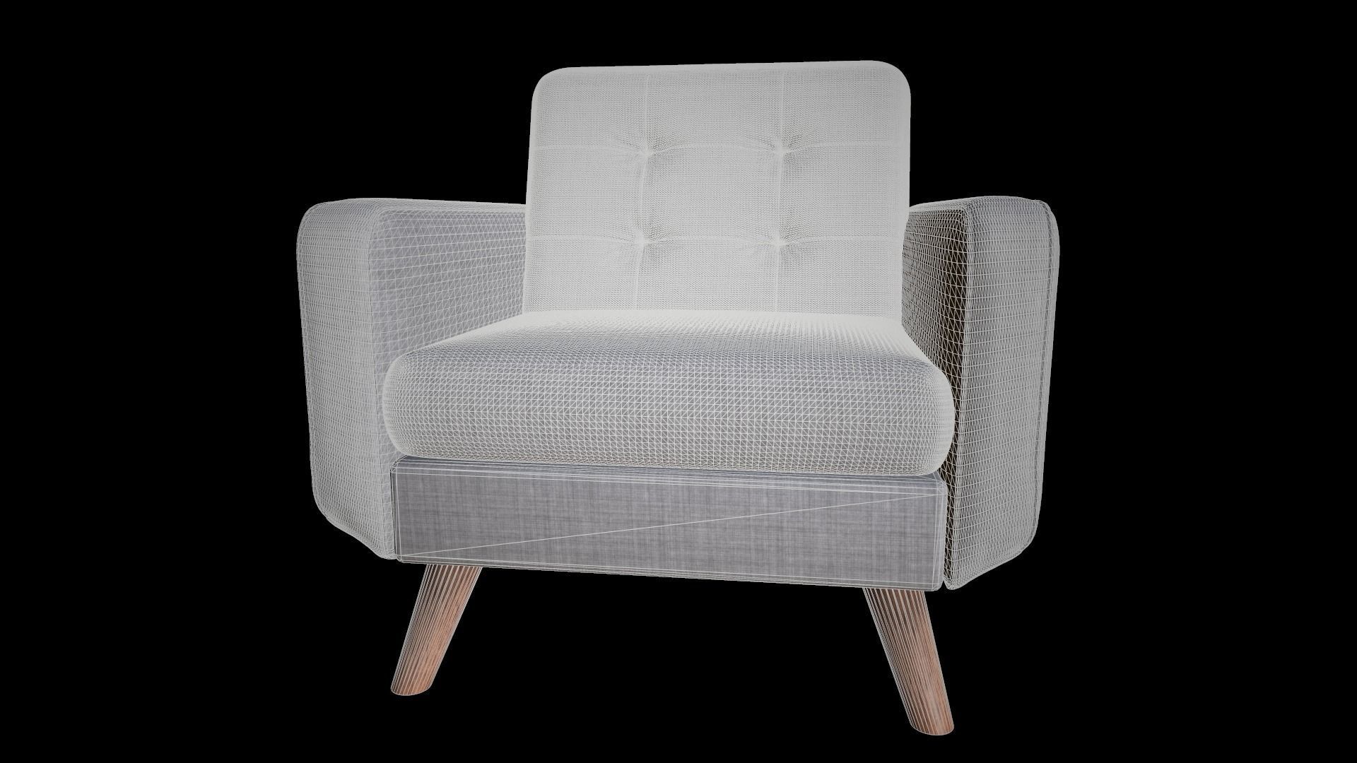 Armchair for interiors in modern design Low Poly 3D model_7