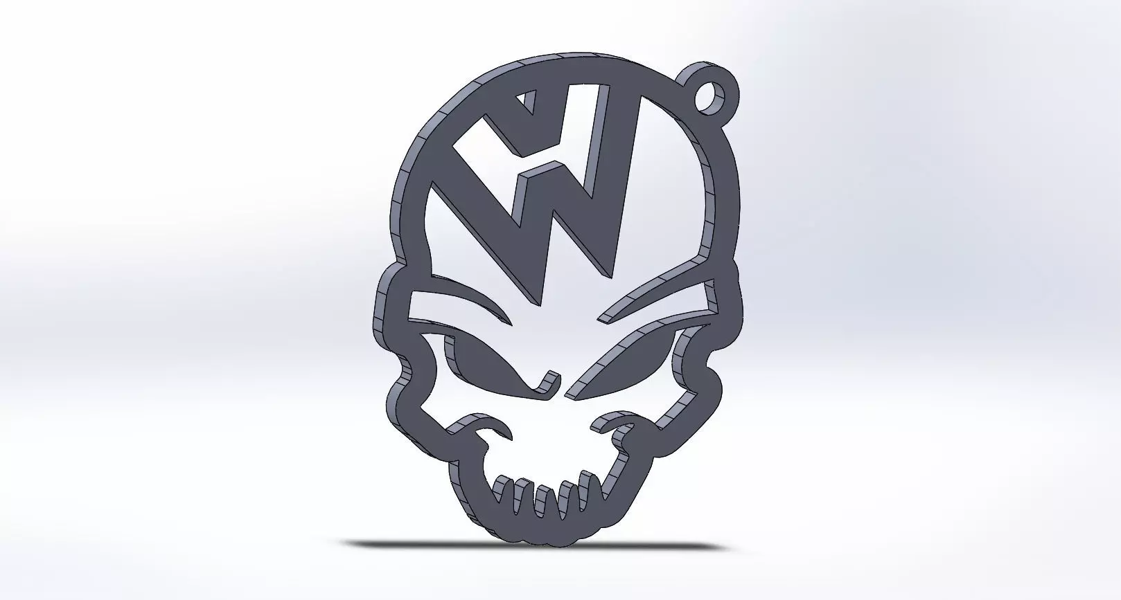 vw keychain skull 3D print model_0
