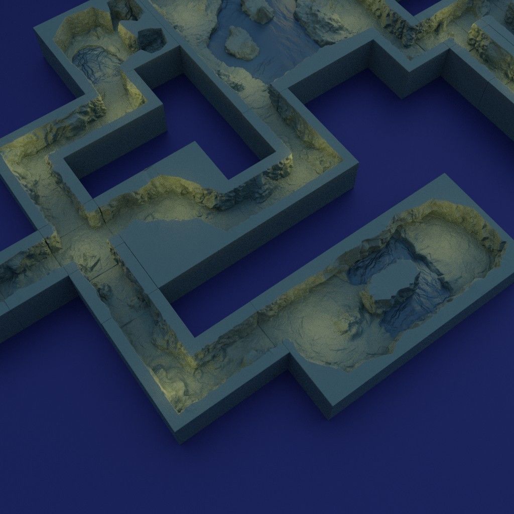 Modular Sunken Underground Passage Tabletop Terrain 28 MM 3D print model_6