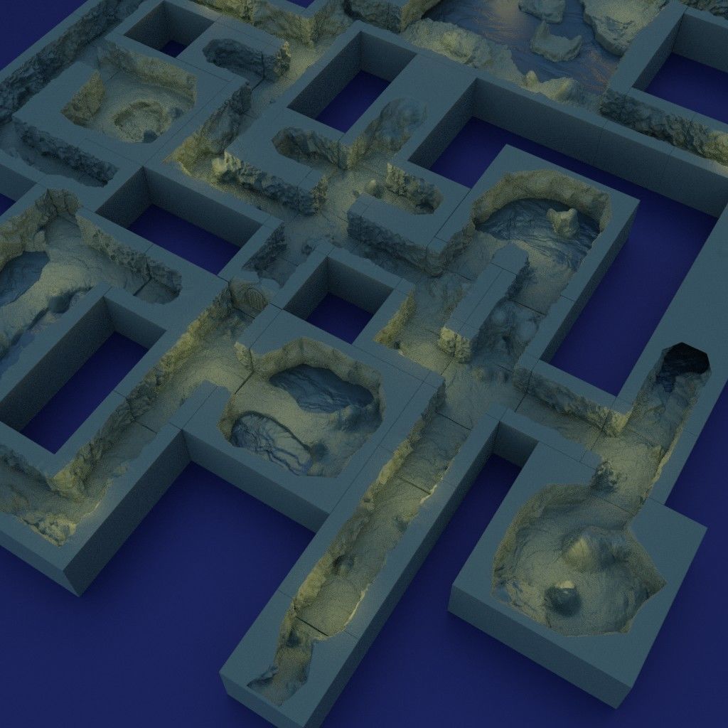 Modular Sunken Underground Passage Tabletop Terrain 28 MM 3D print model_8