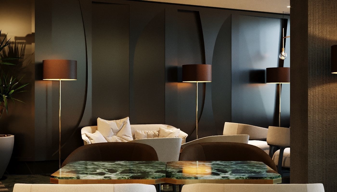 Modern Lounge Bar Restaurant 3D Model Scene - Editable 3D model_11